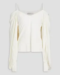 palmer//harding Reborn cold-shoulder gathered stretch-jersey top - White White