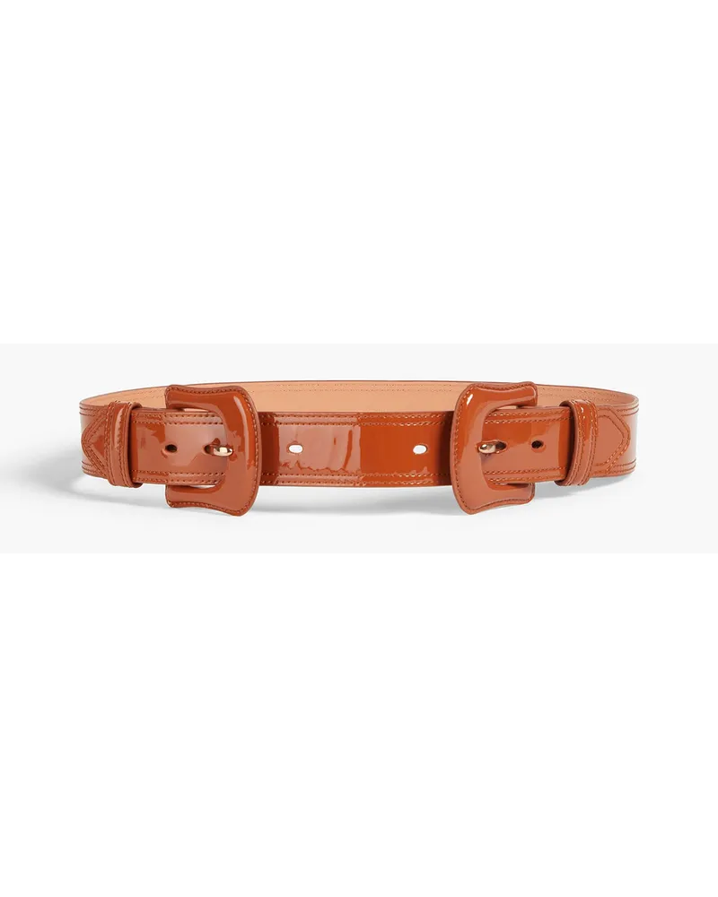 Patent-leather belt - Brown
