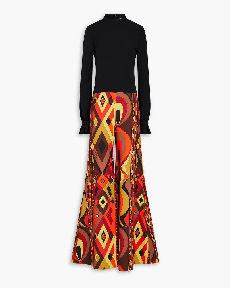 Emilio Pucci Printed stretch-crepe wide-leg jumpsuit - Black Black