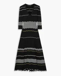 Proenza Schouler Striped ribbed-knit midi dress - Black Black