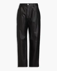 RED Valentino Cropped leather straight-leg pants - Black Black