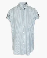 Brunello Cucinelli Bead-embellished striped silk shirt - Blue Blue