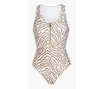 Malibu zebra-print stretch-piqué swimsuit - Animal print