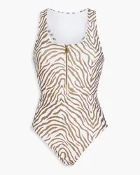 Heidi Klein Malibu zebra-print stretch-piqué swimsuit - Animal print Animal