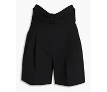 Pleated grain de poudre shorts - Black