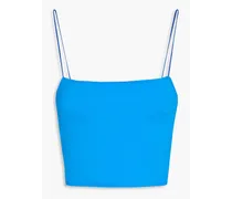 Pomelo cropped stretch-jersey top - Blue