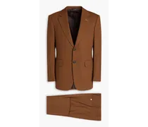 Slim-fit grain de poudre wool suit - Brown