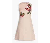 Appliquéd cotton-blend mini dress - Neutral