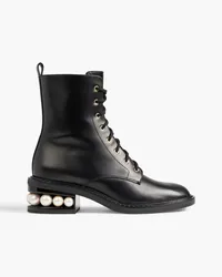 Nicholas Kirkwood Casati embellished leather combat boots - Black Black