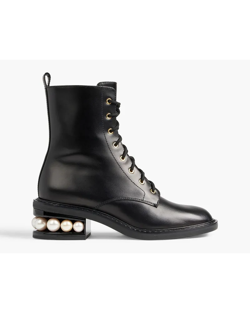 Nicholas Kirkwood Casati embellished leather combat boots - Black Black