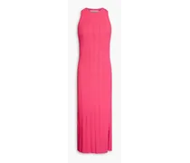 Cutout ribbed-knit midi dress - Pink