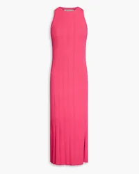 Frame Denim Cutout ribbed-knit midi dress - Pink Pink