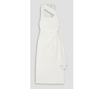 Abanada cutout draped wool-blend crepe midi dress - White