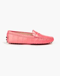 TOD'S Croc-effect leather loafers - Orange Orange