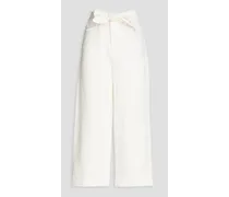 Cotton and linen-blend chambray culottes - White