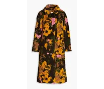 Floral-print faux shearling coat - Yellow