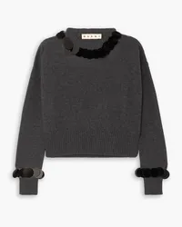 Marni Cropped paillette-embellished wool and cashmere-blend sweater - Gray Gray