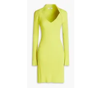 Nouvela layered ribbed-knit mini dress - Yellow