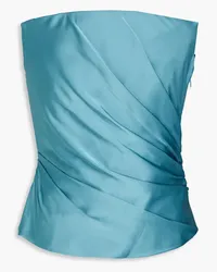 Paris Georgia Strapless draped satin bustier top - Blue Blue