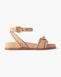 Alexandre Birman Clarita bow-detailed lace-trimmed leather sandals - Neutral Neutral