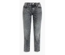 Le Nouveau acid-wash mid-rise straight-leg jeans - Gray