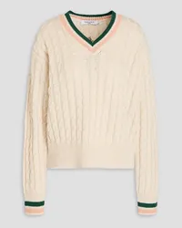 Kitsuné Cable-knit cotton-blend sweater - White White