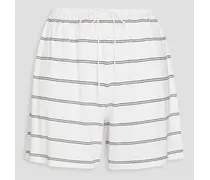 Striped knitted shorts - White