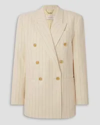 Zimmermann Luminosity oversized double-breasted pinstriped wool and cotton-blend blazer - White White