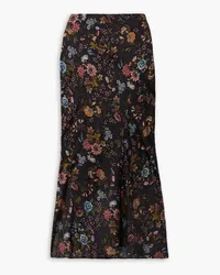 Veronica Beard Clover floral-print silk-blend crepe de chine midi skirt - Black Black