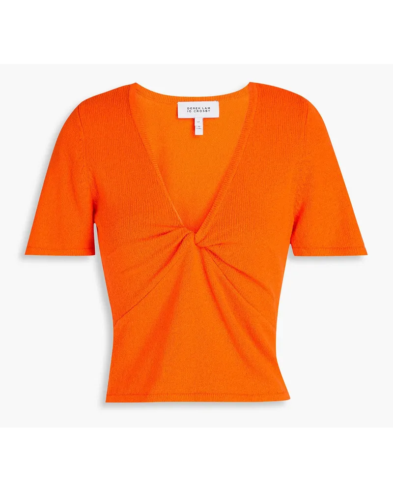 Derek Lam Leanna twist-front cotton-blend top - Orange Orange