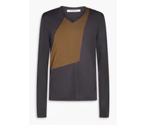 Kaky two-tone mesh-paneled silk sweater - Gray