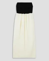 Proenza Schouler Strapless paneled ribbed-knit and crepe midi dress - White White