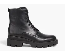Garret textured-leather combat boots - Black