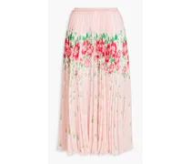 Pleated floral-print georgette midi skirt - Pink