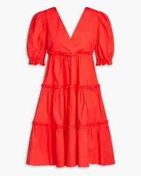 Vivetta Gathered cotton-blend poplin dress - Red Red