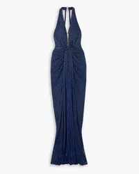 Jenny Packham Zooey embellished tulle halterneck gown - Blue Blue