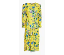 Fairfax ruffled floral-print crepe de chine midi dress - Yellow