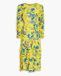 Diane von Furstenberg Fairfax ruffled floral-print crepe de chine midi dress - Yellow Yellow