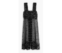 16ARLINGTON Ommin embroidered embellished tulle top - Black Black