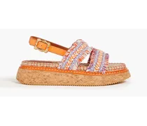 Fringed braided espadrille sandals - Orange