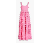 Idra polka-dot tiered cotton maxi dress - Pink