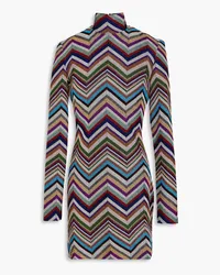 Missoni Metallic wool-blend crochet-knit turtleneck mini dress - Metallic Metallic