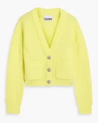 Ganni Brushed ribbed-knit cardigan - Yellow Yellow