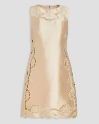 Dolce & Gabbana Embroidered silk-twill mini dress - White White