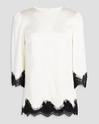 Dolce & Gabbana Lace-trimmed satin top - White White