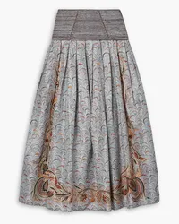 Ulla Johnson Lena pleated printed taffeta and ribbed-knit maxi skirt - Green Green