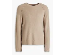 Waffle-knit cotton-blend sweater - Neutral
