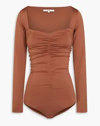 tibi Ruched jersey bodysuit - Brown Brown