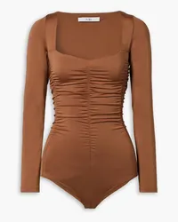 tibi Ruched jersey bodysuit - Brown Brown