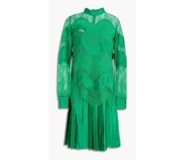 Corded lace, point d'esprit and silk-satin dress - Green